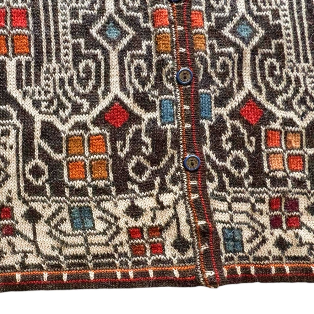 Intiwara Alpaca Geometric Button Front Cardigan |… - image 7